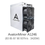 Canaan Avalon Miner 1246 83 85 87 90 93T BTC Miner SHA-256 Algorithm Bitcoin BCH Mining