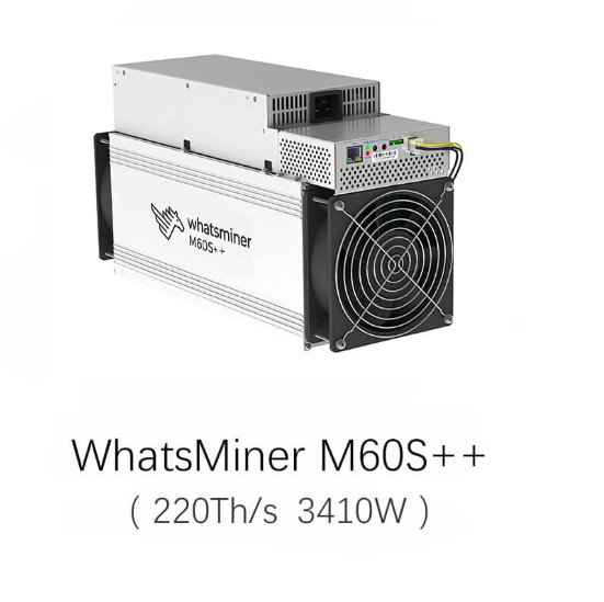 MicroBT WhatsMiner M60S++ 220T 3410W Bitcoin Miner